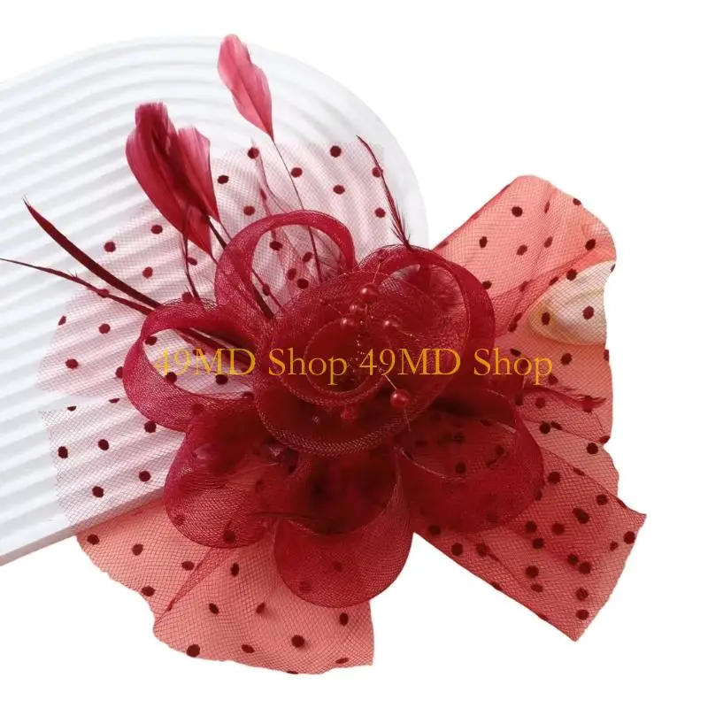 49MD Stylish Feathered Fascinator Hat Derby Cap For 1920s Cosplay Event And Daily Wear Soft Breathable Photography Headwear