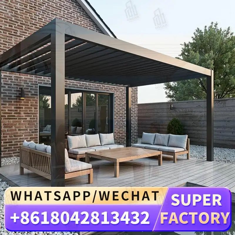 

High Quality Modern Manual Outdoor Waterproof Aluminium Structure 3x3 3x4 for Gardens Patios Balconies pergola