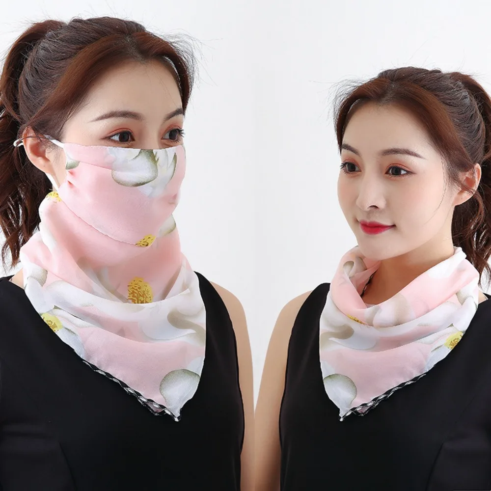 AliExpress NONE New Anti-UV Sunscreen Face Mask Thin Sleeves Chiffon Half Face Cover Summer Breathable Face Cover Mask Women's