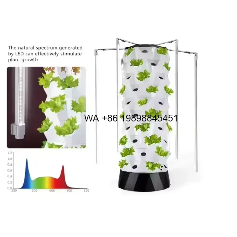 Wmwmnu for HydroBlue New Vertical Automatic Pineapple Tower Hydroponics System LED Light High Tech Food grade ABS Small Home