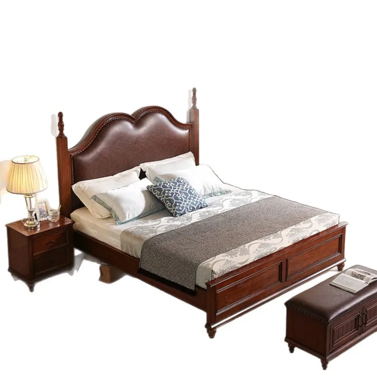 

American, rustic, solid wood bed, master bedroom, retro, double, minimalist, modern