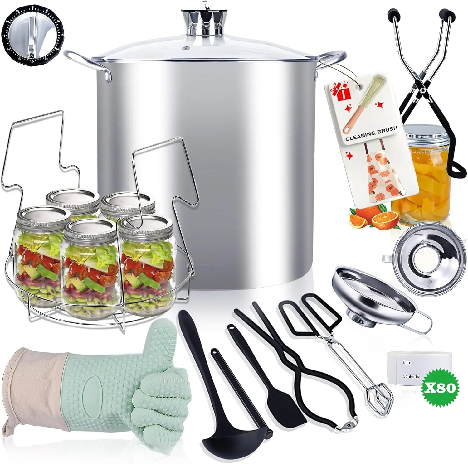 

Stainless Steel Canning Pot Starter Kit with Rack, Tools for Beginners - 20 QT Water Bath Canner