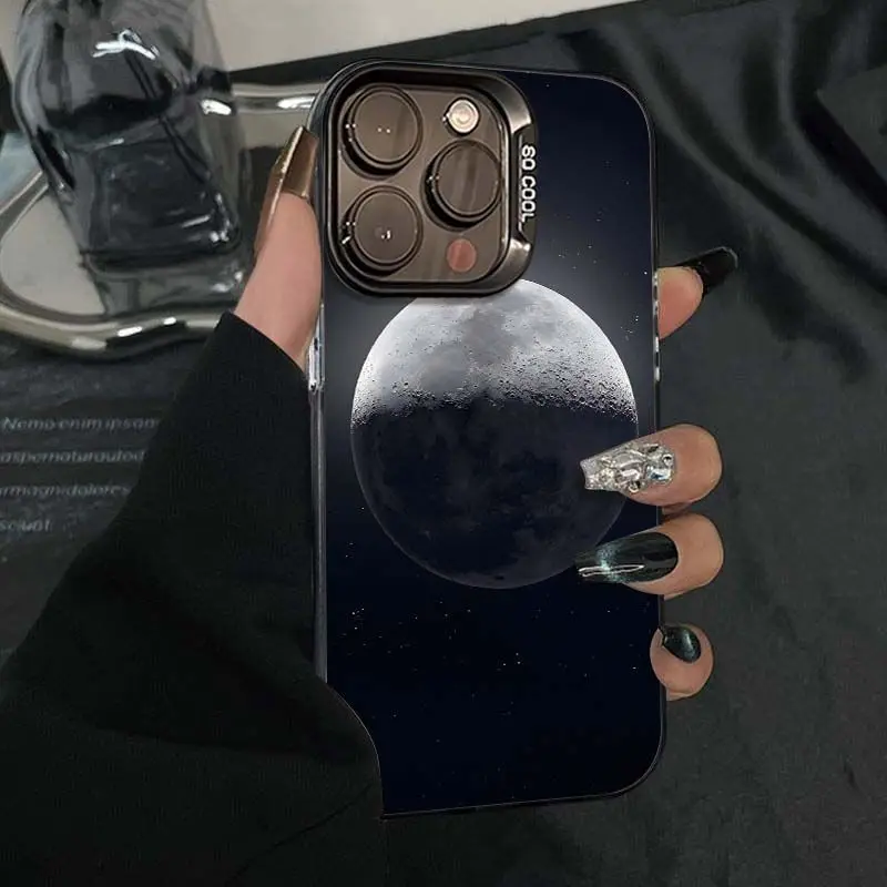 

Black Moon Landscape Design phone case for iPhone 16 15 14 13 12 11 Pro/ Max/Plus shock-proof rear cover anti-fingerprint