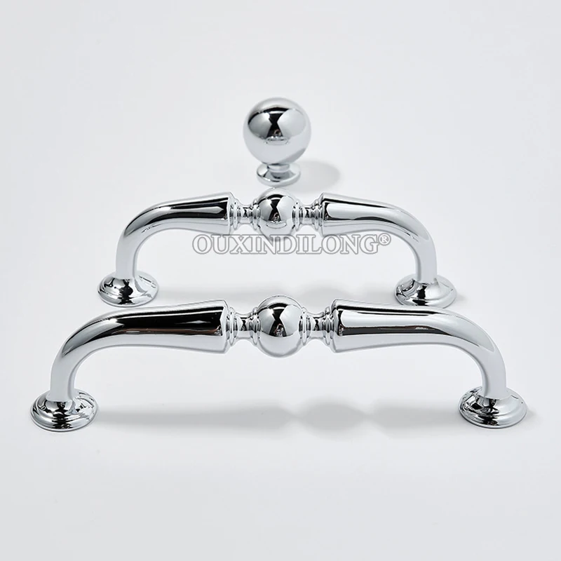 High-end 10PCS Solid Brass Chromed Furniture Pulls Handles Drawer Knobs Cupboard Wardrobe Closet Dresser Wine Cabinet Pulls Knob