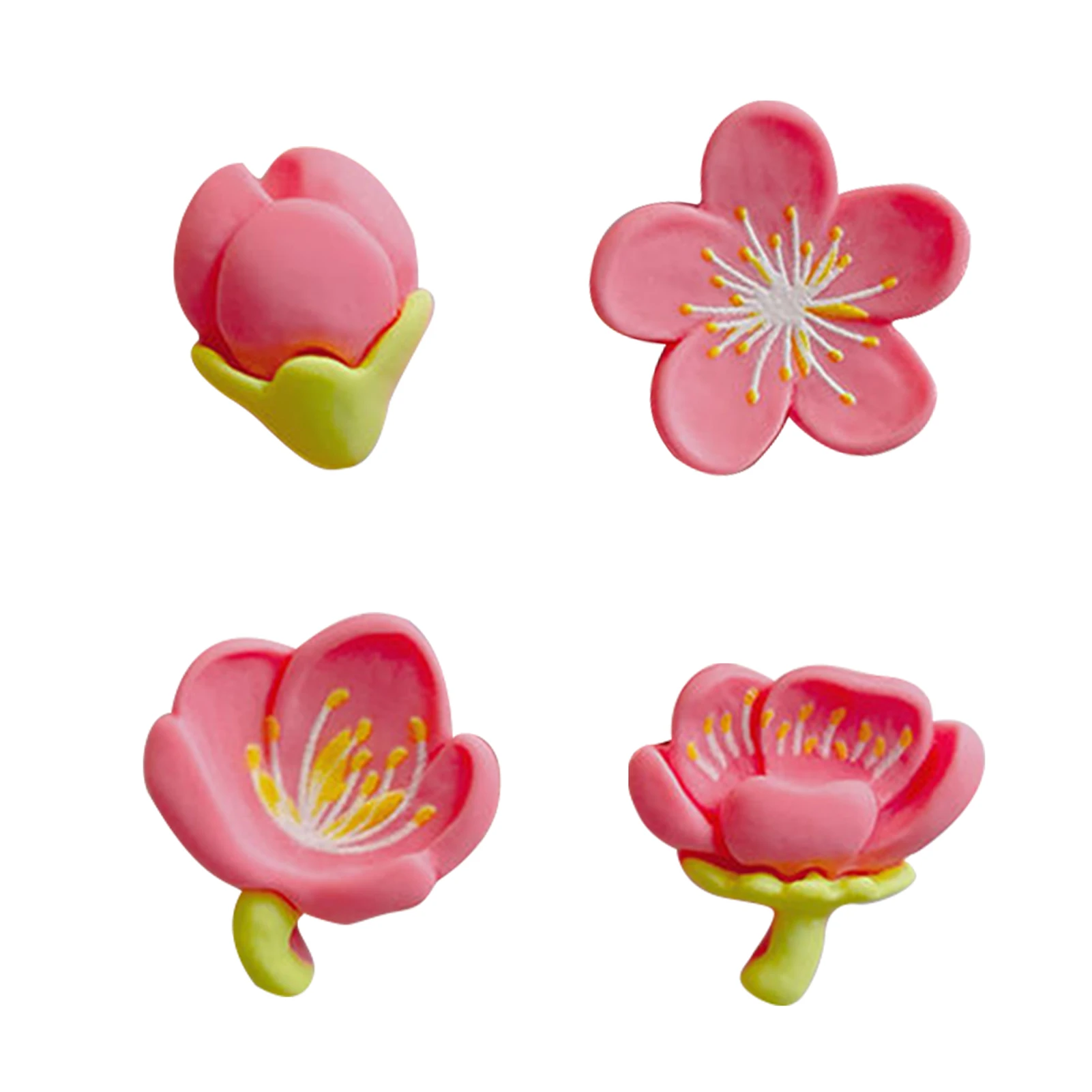 4pcs DIY School Office 3D Flower Cute Home Decor Fridge Magnet Removable Whiteboard Cherry Blossom Cabinet Self Adhesive Resin