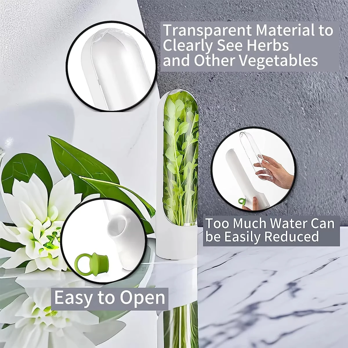Herb Saver for Refrigerator Vegetable Preserving Bottle Fresh Herb Keeper Pod Cilantro Saver Container for Kitchen Storing Tool
