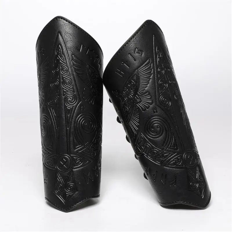 652F لعب دور معصم Knight مع ثقب ذاتي ثقب BRACERS BRACERS الذكور قابلة للتعديل مع نمط منقوش