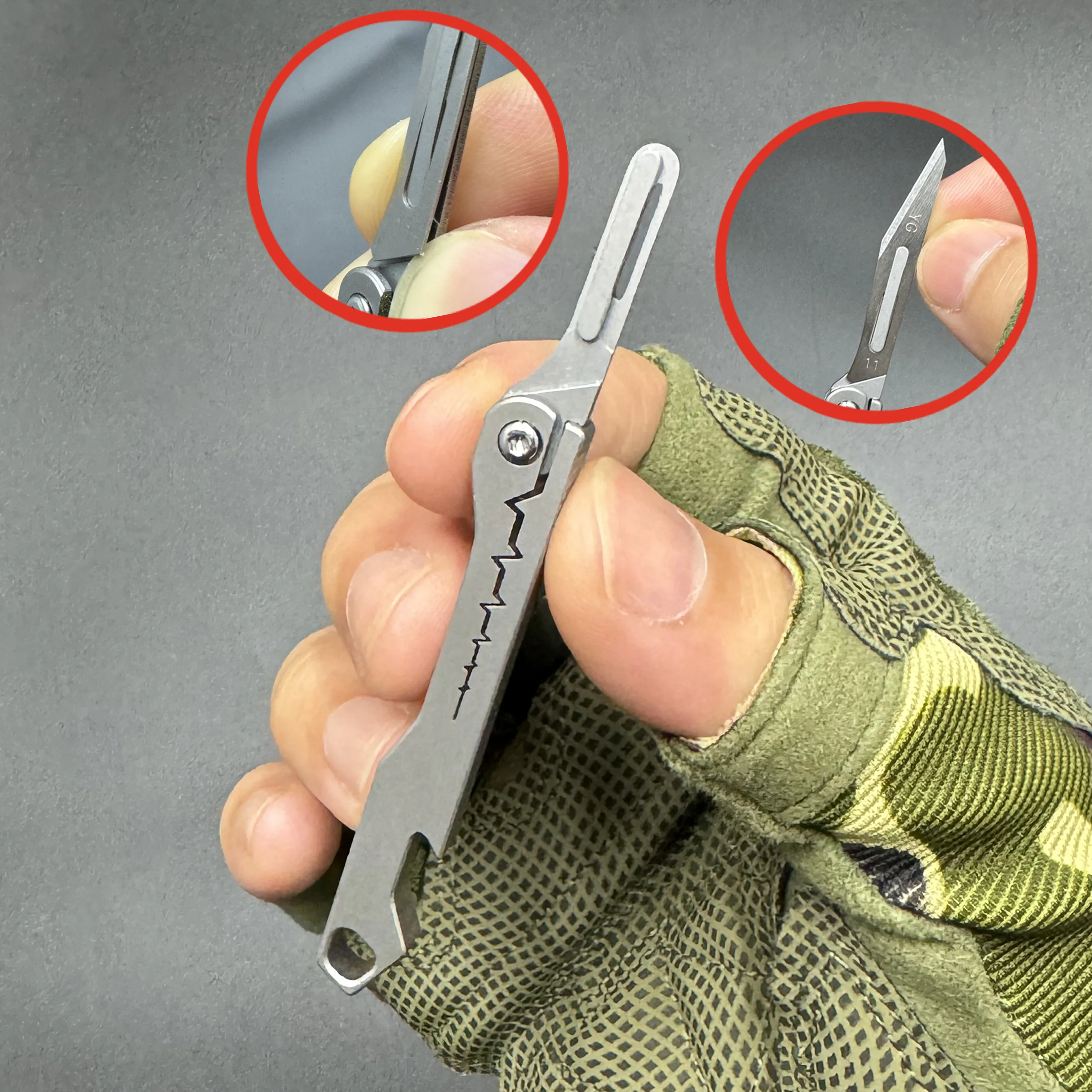 فتاحة زجاجات صغيرة من التيتانيوم قابلة للطي سكينة متعددة الوظائف محمولة تفريغ سلسلة مفاتيح البريد أداة EDC للتخييم في الهواء الطلق #4