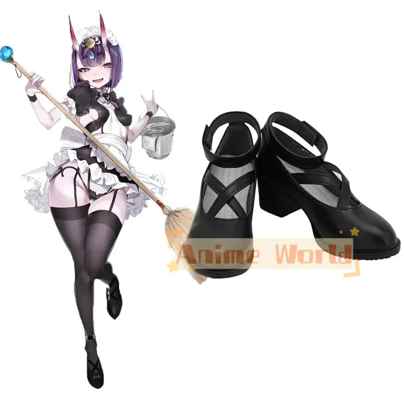 cyfate-grand-order-assassin-shuten-douji-femme-de-chambre-noir-cosplay-chaussures-sur-mesure-halloween-carnaval-accessoires-de-fete