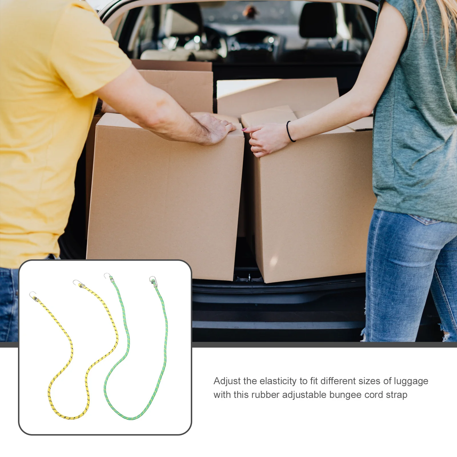 

2pcs Adjustable Bungee Cord With Hooks Heavy Duty Rubber Strap For Luggage Bike Scooter Camping Hiking Outdoor Gear Secure Hold