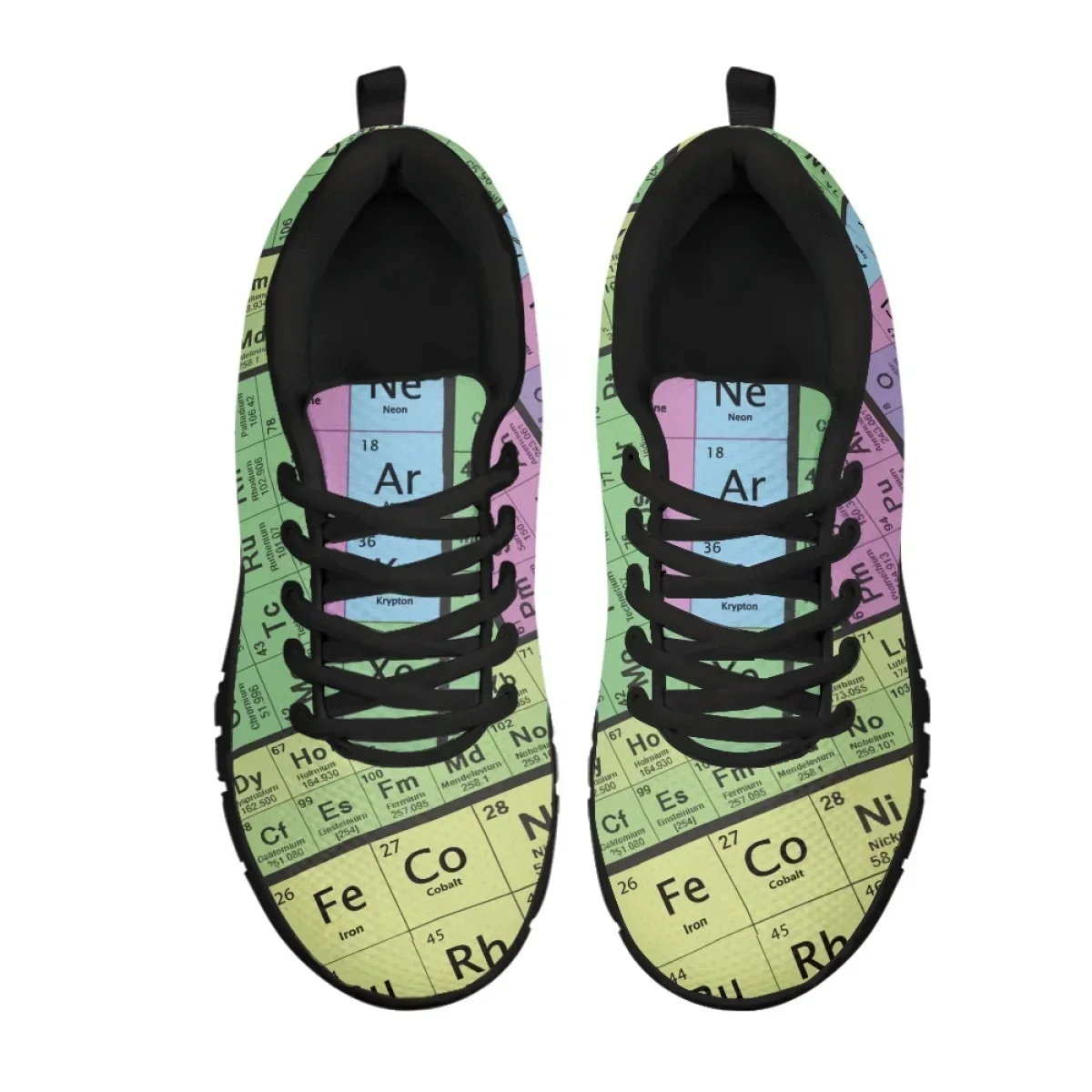 Women 3D Periodic Table Print Sneakers For Students Chemistry Pattern Mesh Flats Femme Walking Shoes Zapatos Mujer