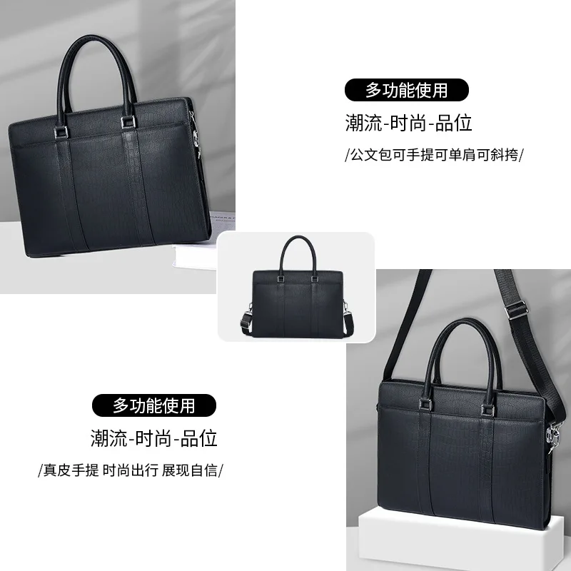 حقيبة يد رجال الأعمال حقيقية رسول حقيبة رجالية فاخرة حقيبة بسيطة المحمولة المحامي الرجال اجتماع جلد البقر حقيبة رسمية #5