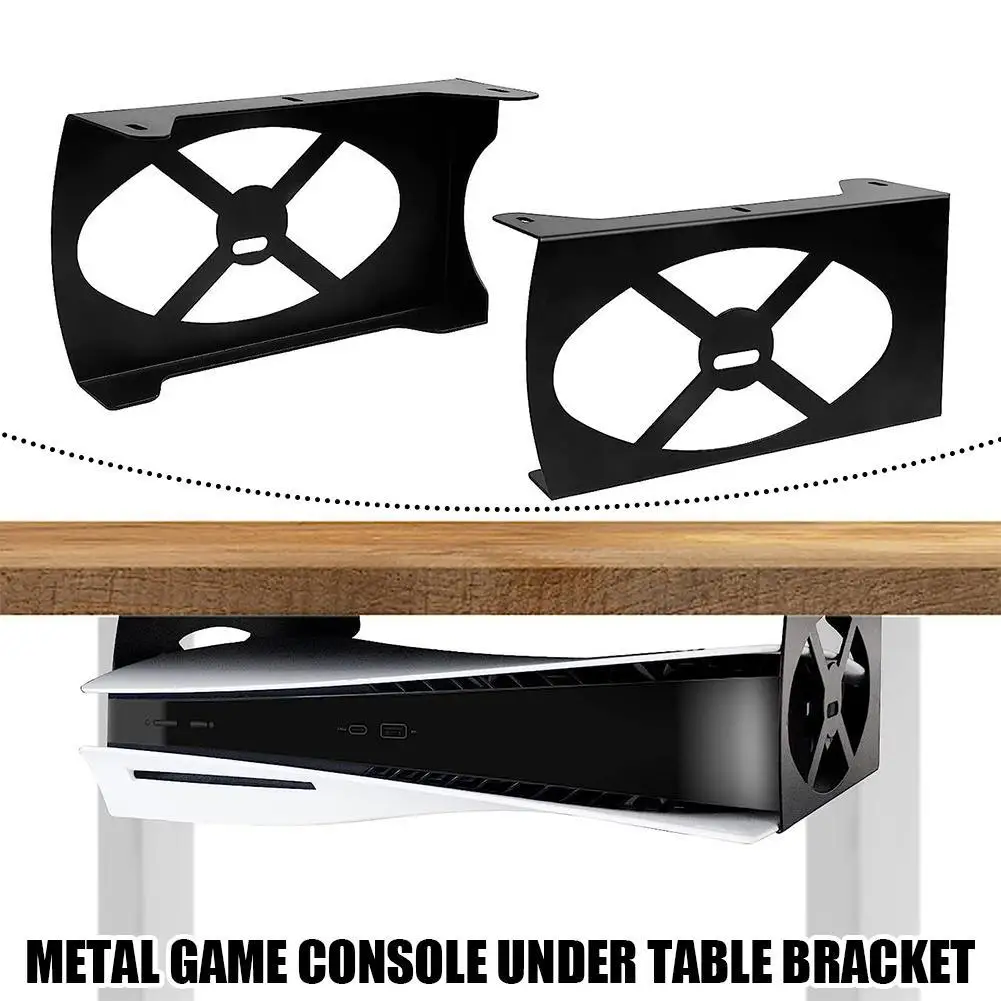 Under Desk Holder for PS5/PS5 Slim/Pro Digital & Disc Securing Under Desk Bracket Desk Mount Holder for PlayStation 5 Series