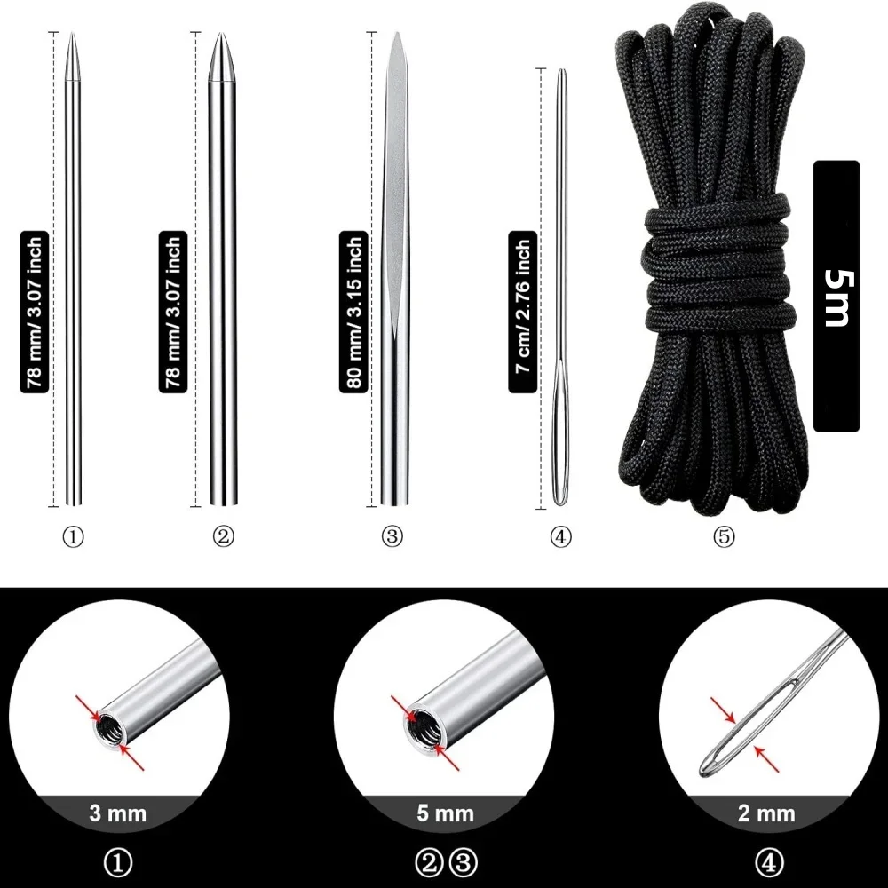 مجموعة Paracord Fid أداة عقدة جلدية مع أداة تنعيم إبر جلد Marlinspike لصناعة جلد Paracord