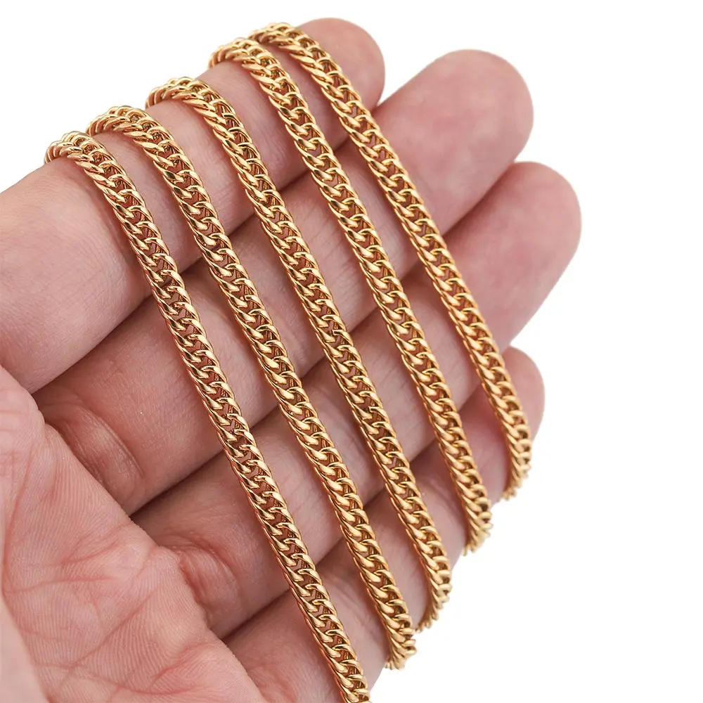 1 Meter Width 4mm Stainless Steel Plated Gold Chain NK  Waist Chain for Women Bracelet  Jewlery Making Supplies Wholesale Items