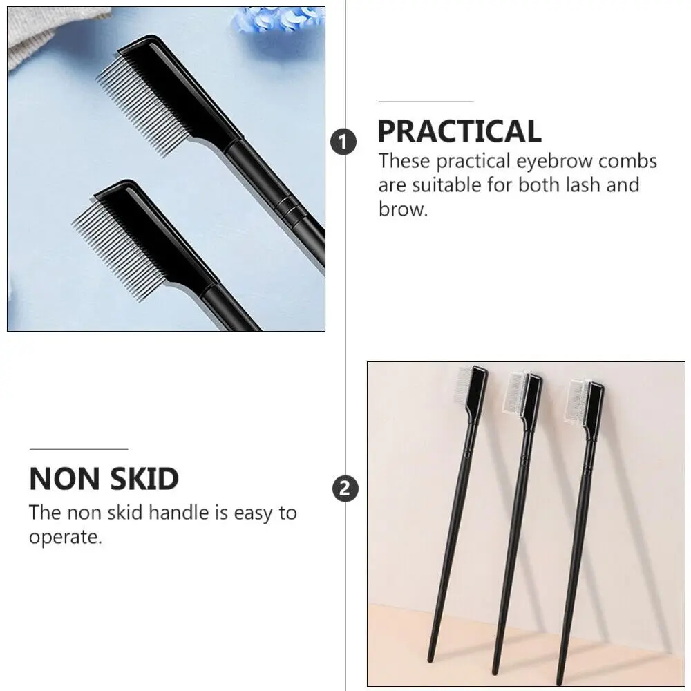 หวีเครื่องมือแต่งหน้า หวีขนตาสแตนเลสพร้อมฝาปิด ที่แยกขนตา ที่ดัดขนตา แปรงแต่งหน้า หวีคิ้ว แปรงขนตา