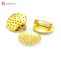 5 Sets 18MM 25MM 30MM Brass Combinable Round Brooch Base Brooch Pins Settings Diy Jewelry Making Supplies Accessories