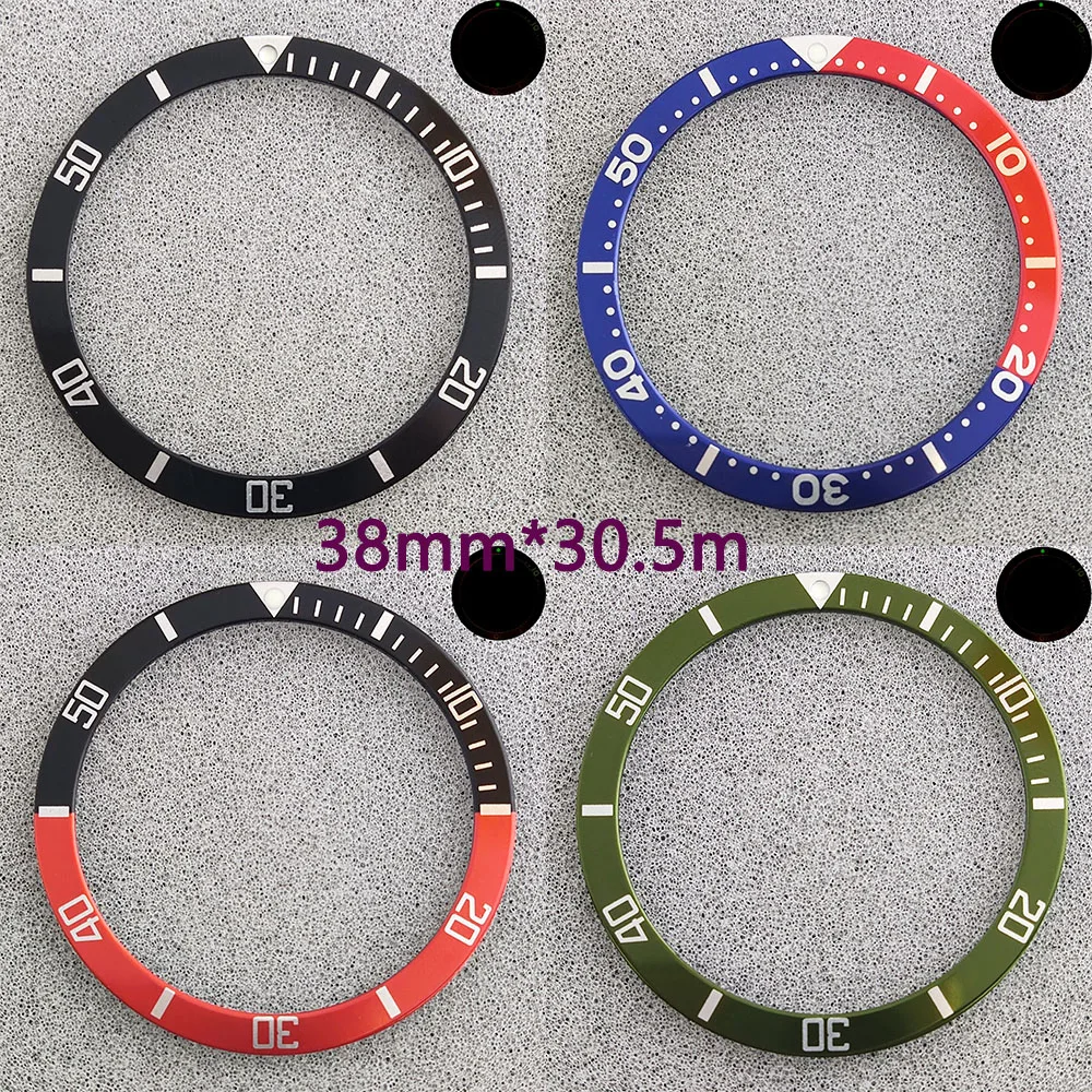 38Mm * 31.5Mm Platte Aluminium Bezel Groen Lichtgevend Herenhorloge Bezel Accessoires