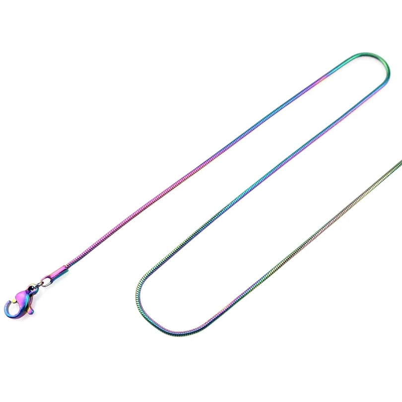 1pcs Rainbow Color Round Snake Necklace Thickness 1.2mm Stainless Steel Chain For DIY Accessories Parts Jewelry Material