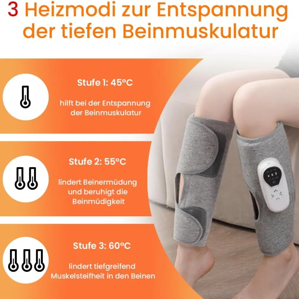 2 PCS Wireless Leg Massager with 3 Modes and 3 Adjustable Heat Settings for Calf and Thigh Muscle Relief and Circulation Support