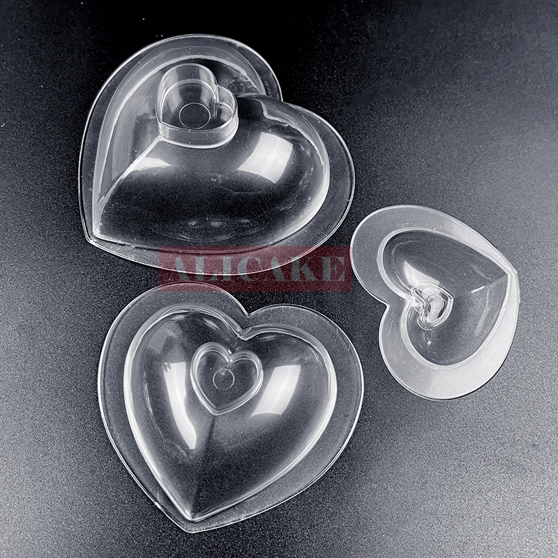 3Pcs Chocolate Mould Heart Shape Valentine\'s Day Polycarbonate Cake Mold for Candy Confectionery Bonbons Baking Pastry Utensils