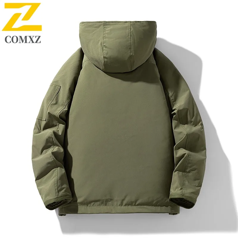 COMXZ جودة عالية مبطن سترة بلون متعدد جيب التخييم أسفل سترة 2025 الثلوج يندبروف الشتاء سترة ملابس للرجال #5