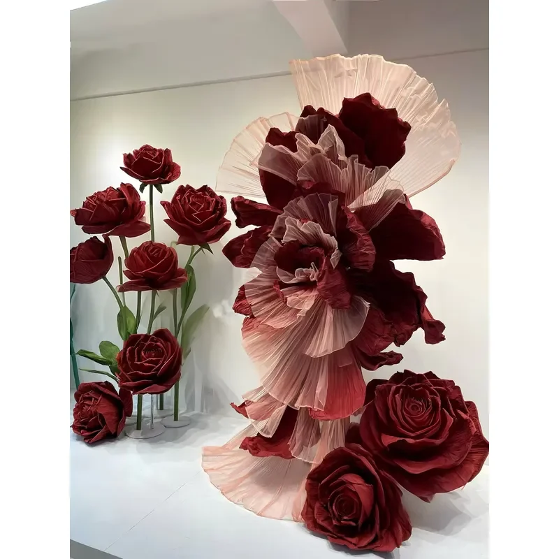 Large artificial white organza floral decoration custom giant floral installation, suitable for weddings, graduations,