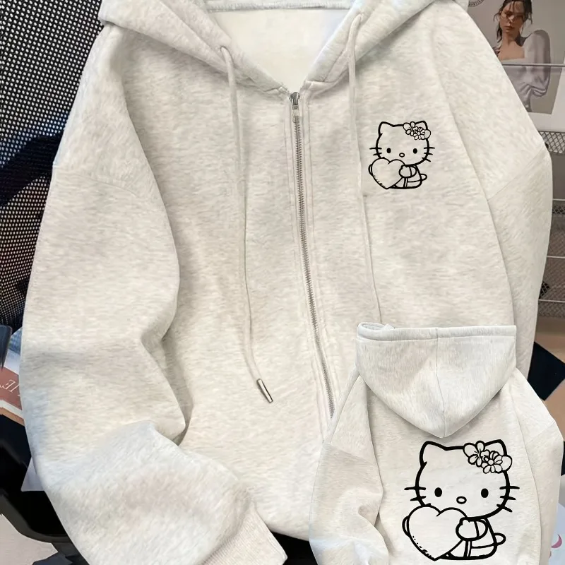Disney Sanrio sweat à capuche zippé femmes automne et hiver nouveau décontracté hommes et femmes en plein air vêtements de rue
