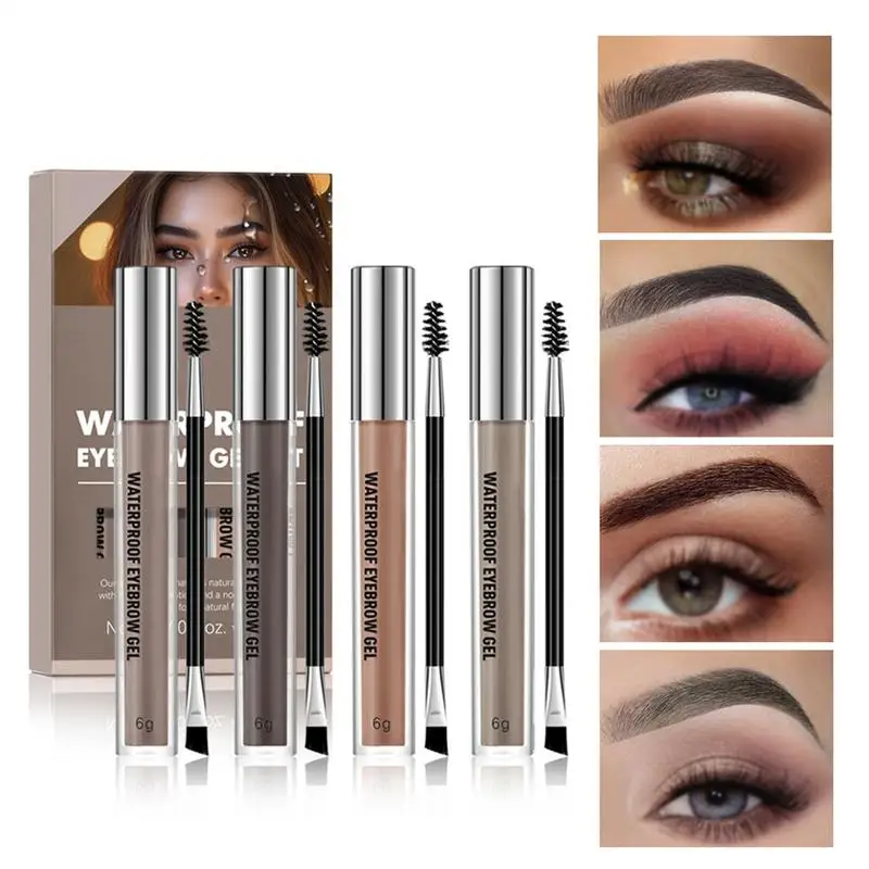 กันน้ํา Eyebrow GEL 4X Eye Brow GEL สีน้ําตาล Brow Drawing TOOL แปรงคิ้วและ Brow แต่งหน้า Eyebrow Tint Smudge-Proof Eyebrow