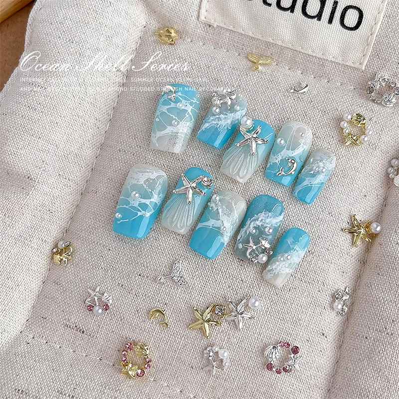 5 個 DIY ネイルアートチャームパールヒトデシェルリースホタテネイルアートジュエリー装飾ファッション金属マニキュアアクセサリー