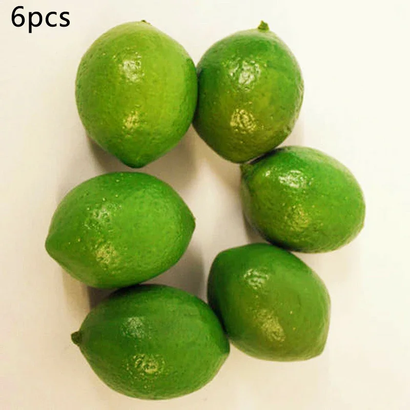 

6Pcs Lifelike Limes Lemon Artificial Plastic Fake Fruit Imitation Home Decors Home Kitchen Party Decoration Simulation Limes