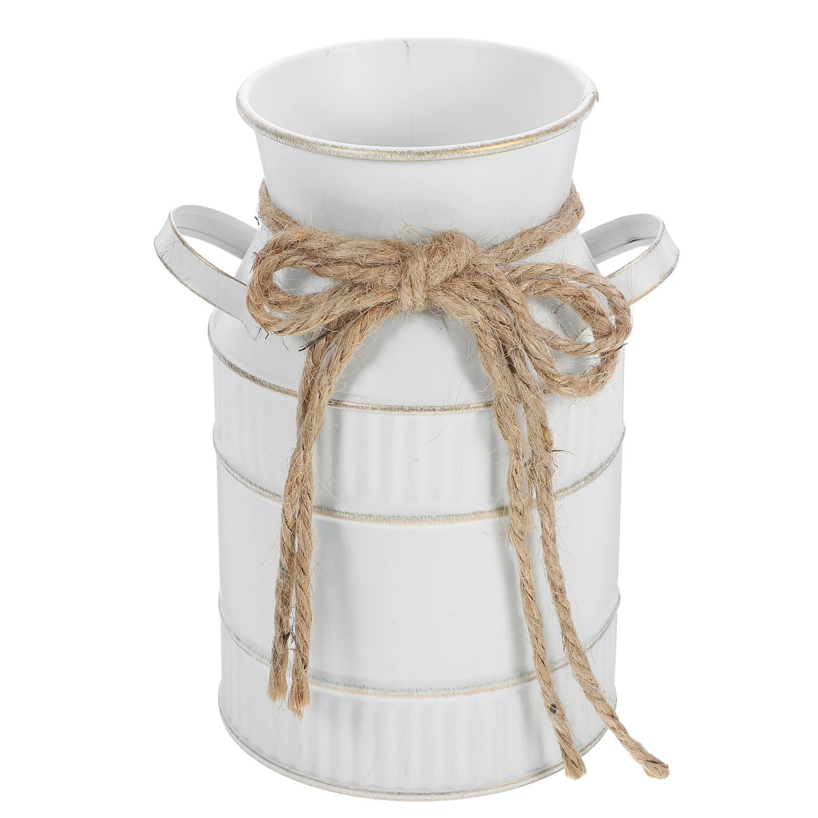 

Vintage European Iron Milk Jug Flower Vase with Handle Rustic Metal Planter for Home Garden Patio Decoration Vase