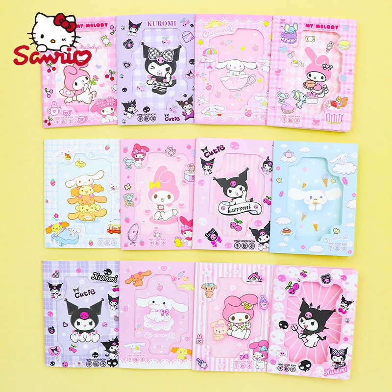 

Sanrio 16pcs Kawaii Kuromi My Melody Cute Cartoon Student Diaries Colorful Pages Hollowed Out Cover Sewing Notebook Wholesale