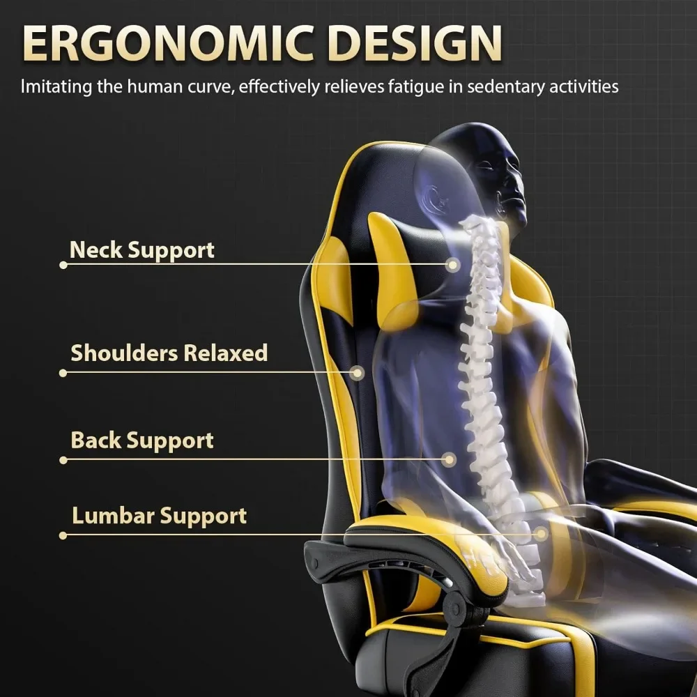 Office Desk Chair with Footrest, Wide Computer Chair for Heavy People, E-Sports Video Game Chairs for Adults