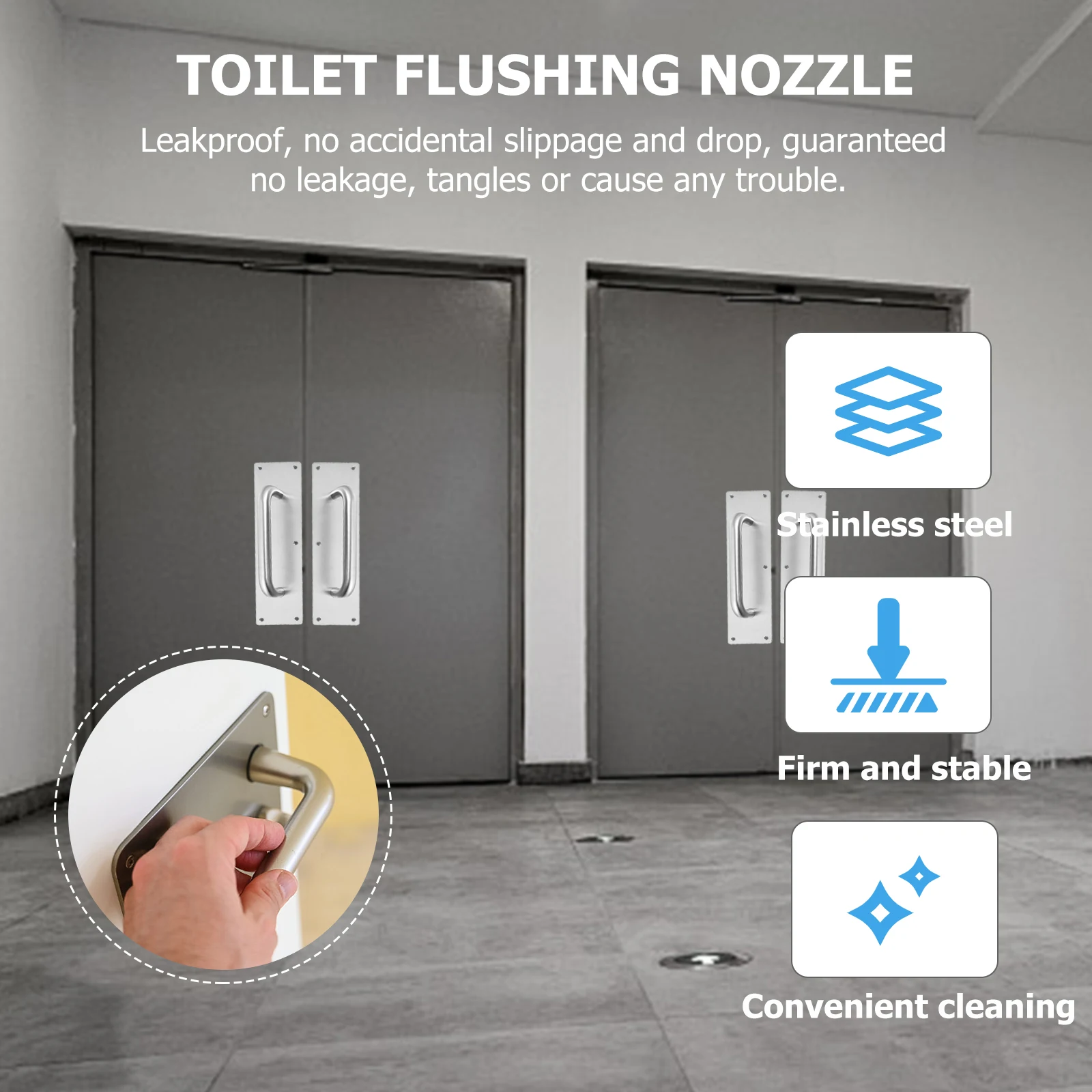 

1 Set Stainless Steel Door Handle Silver Pull Knob Durable Safety Handle Corrosion Resistant Easy Install Screws Included Home