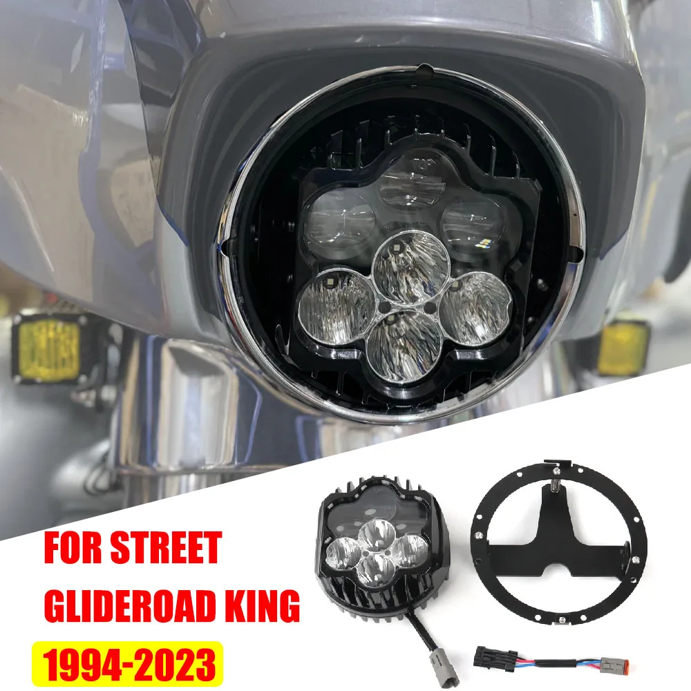 

Для Touring Street Glide Road King светодиодный налобный фонарь дальнего/ближнего света + DRL дневные ходовые огни 1994-2023 Высокопроизводительное освещение