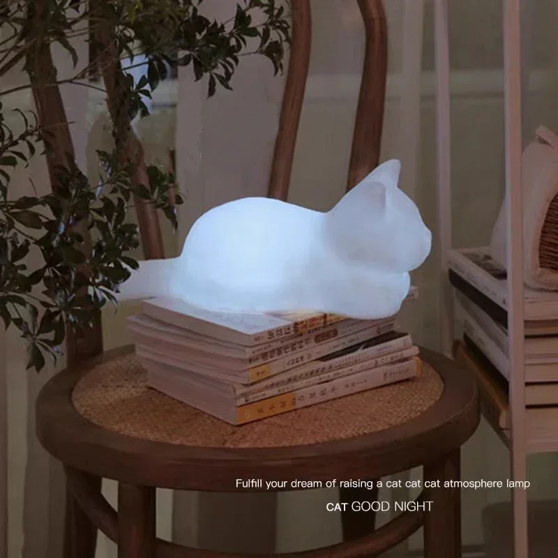 Cat Dedroom Lamps Decoration Night Light Kids Sleep Cute Animal Design Children Bedside Table Light Fancy Gift for Girls Adults