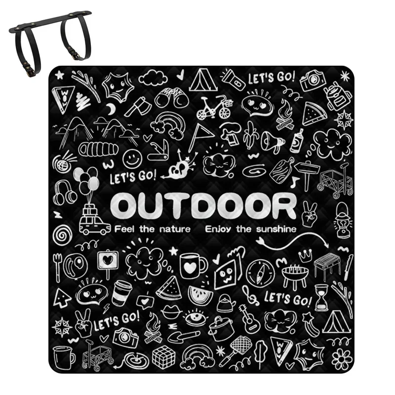 Ultrasonic Baud thick high-grade belt handle picnic mat digital printed with cotton-aluminum film sole waterproof