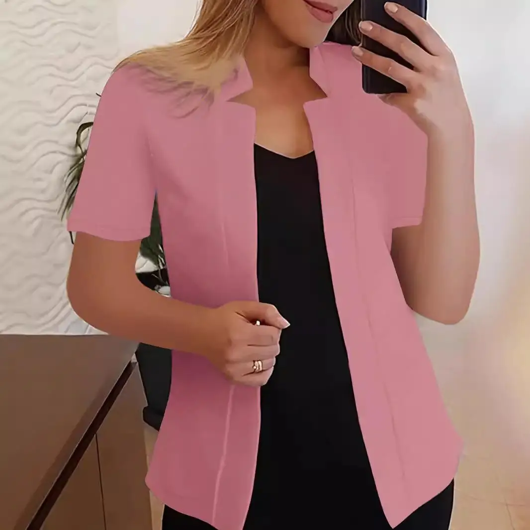 

Облегающий костюм с воротником-стойкой, кардиган, джерси, женский деловой повседневный костюм из полиэстера, однотонный костюм для поездок на работу