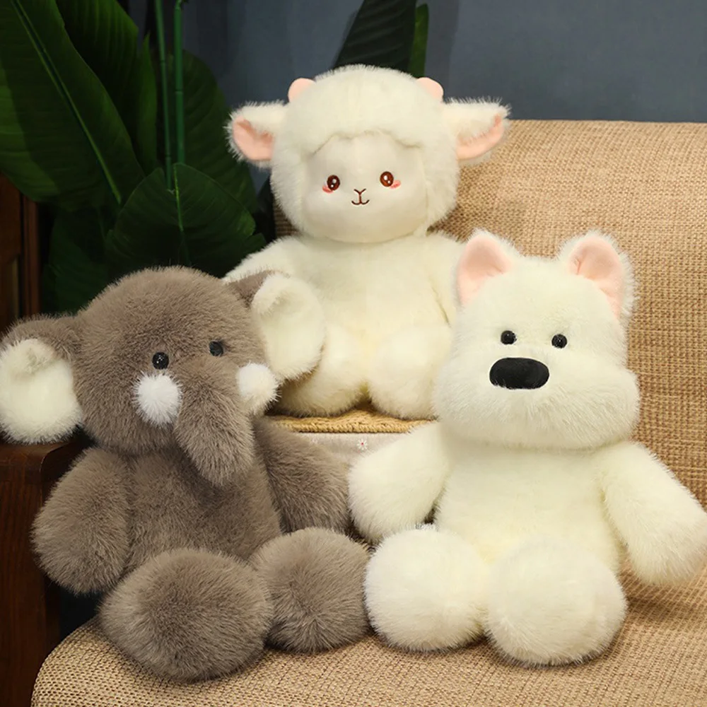 Fluffy White Lamb Stuffed Farm Animal Cuddle West Highland Terrier Dog Plush Toys Grey Elephant Stuffed Toys Huggable Soft Dolls