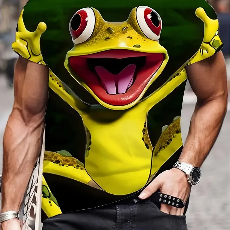 

Animal Frog 3d Printing Men T-Shirt 2025 T-Shirt Men Retro Street Short Sleeved Casual Fashion Men Clothing Top Tee