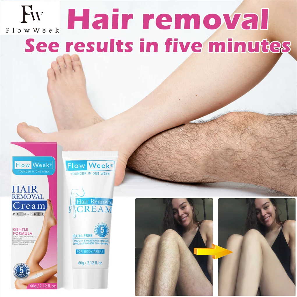 Flowweek Painless Fast Hair Removal Underarm Private Body Leg Hair Remove Cream Skin Care Powerful Beauty Hair Removal Body Care