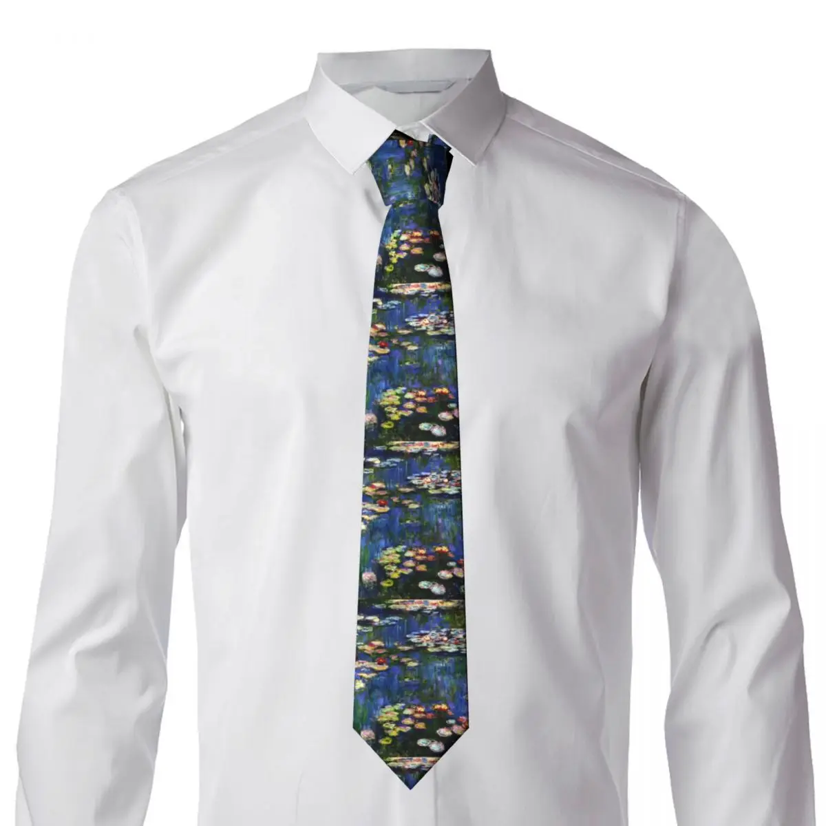 Formal Water Lilies By Claude Monet Neckties Men Customized Silk Modern Painting Art Party Ties