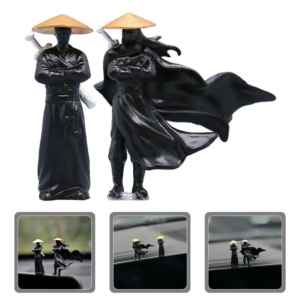 Figuras de guerrero chino antiguo, 2 uds., nament de escritorio, estatuas de micropaisaje, baratijas de caballeros para terrario de bonsái