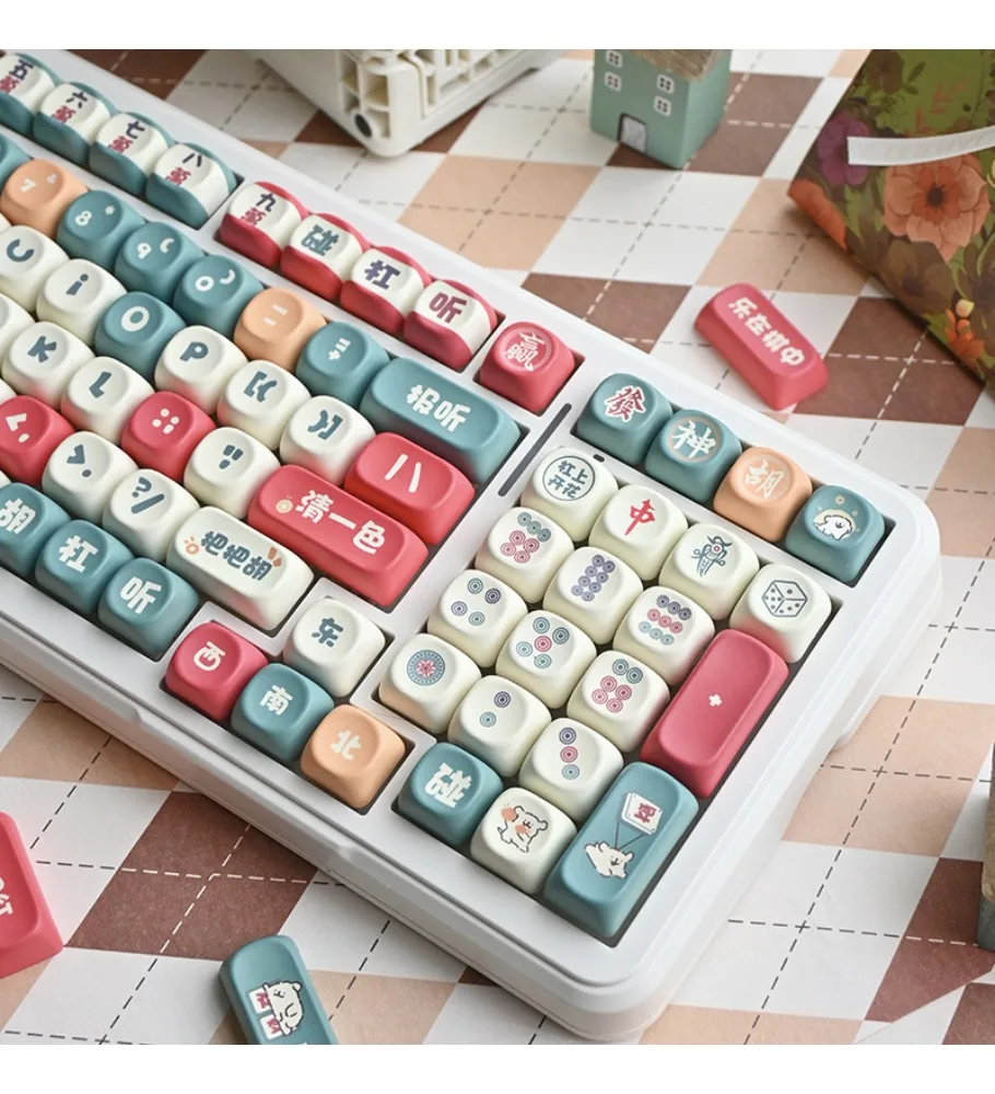 Mahjong puppy moa five-sided sublimation personality theme DIY cute custom mechanical keyboard keycaps
