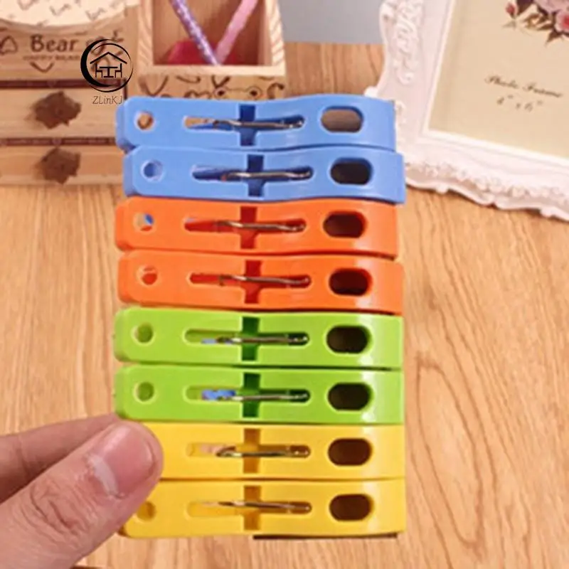 8Pcs/Set Large Plastic Hanger Clips Windproof Beach Towel Clothes Pegs Powerful Spring Clamp Clothespin Organizers