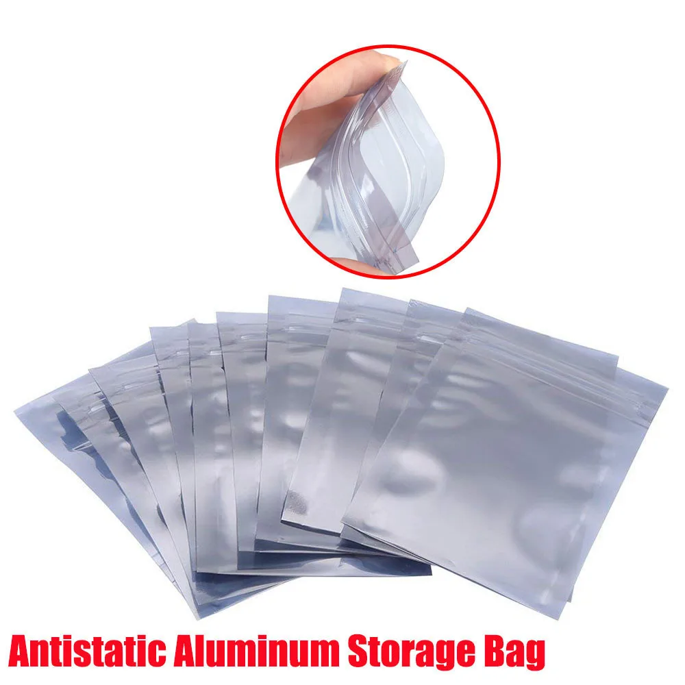 25pcs/lot Antistatic Aluminum Anti Static Bag Ziplock Bags Resealable Anti Static Pouch for Electronic Accessories Package Bags