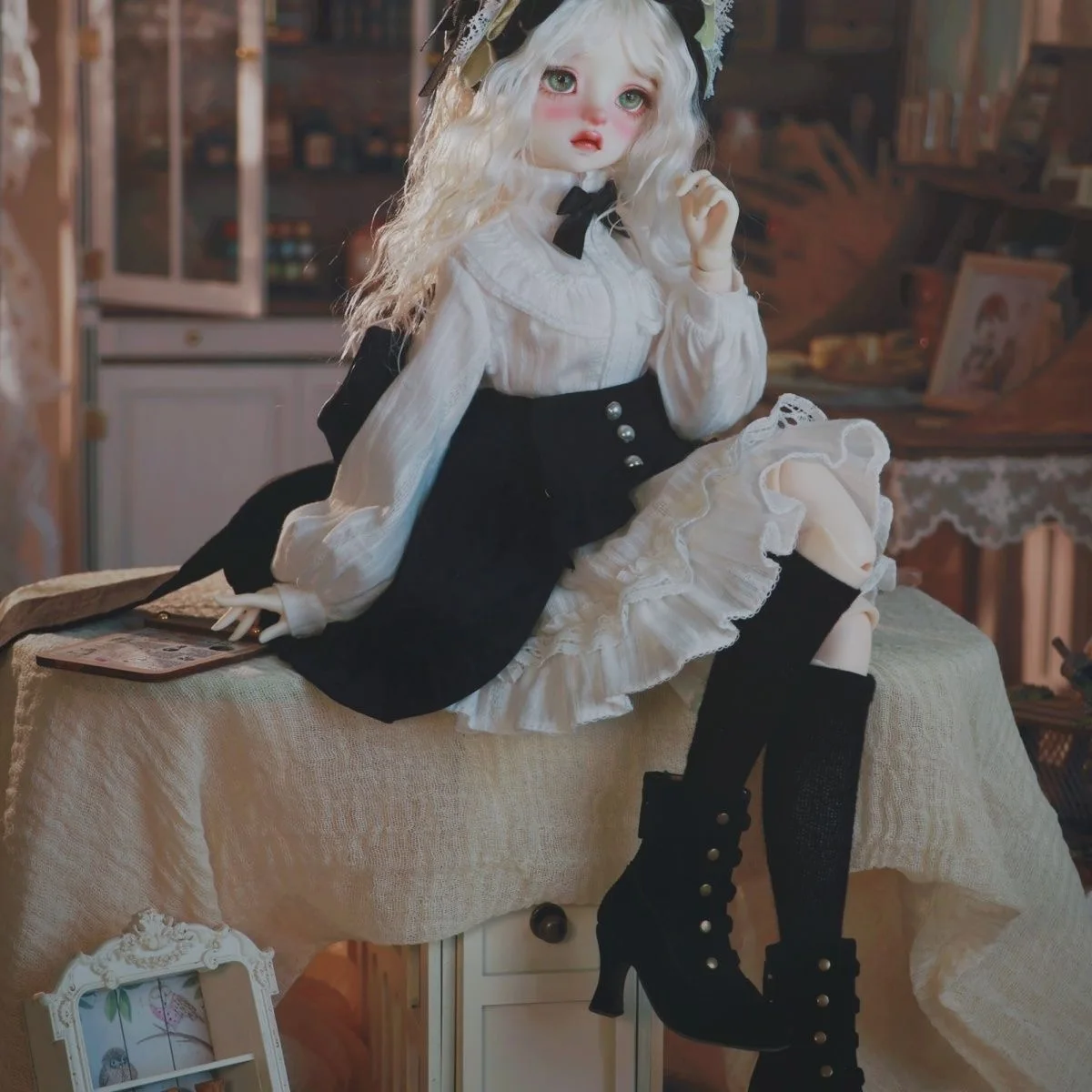 BJD doll clothes suitable for 1/4 size mddmsd Cute  cute maid clothing set doll accessories (8 points)