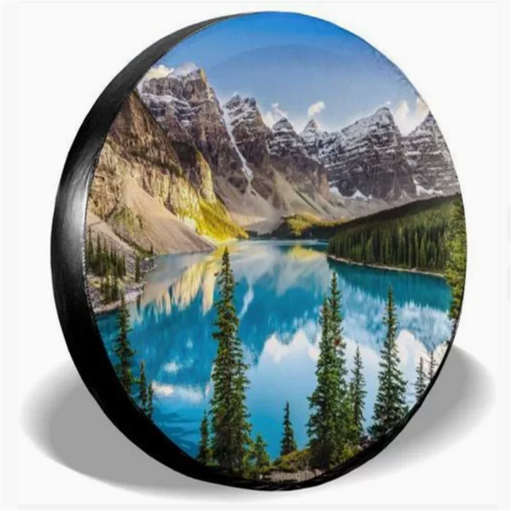 1 قطعة سيارة 14 "15" 16 "17" بوصة بولي Leather الجلود الغيار غطاء الإطارات الجبل لهوندا CRV تويوتا 4X4 قبالة الطريق برادو حامي اكسسوارات #3