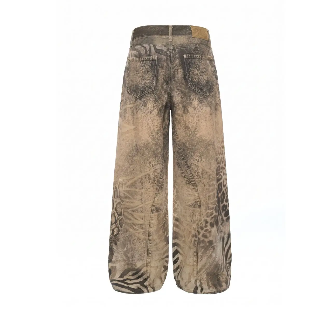 CHIC Women Baggy Jeans Harajuku Vintage Graffiti Leopard Print Denim Trousers Street Casual Wide Leg Jeans Men Pants Oversized